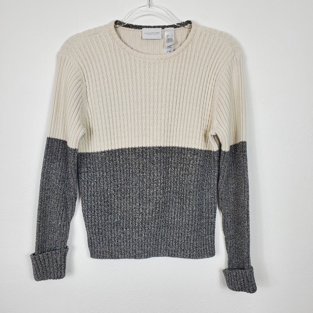 LIZ CLAIBORNE LIZWEAR JEANS COTTON RIBBED SWEATER
